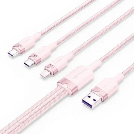 Vention Cable USB 2.0 3 en 1 USB-C, MicroUSB y Lightning, 1.5m, Rosa Vention Cable USB 2.0 3 en 1 USB-C, MicroUSB y Lightning, 1.5m, Rosa